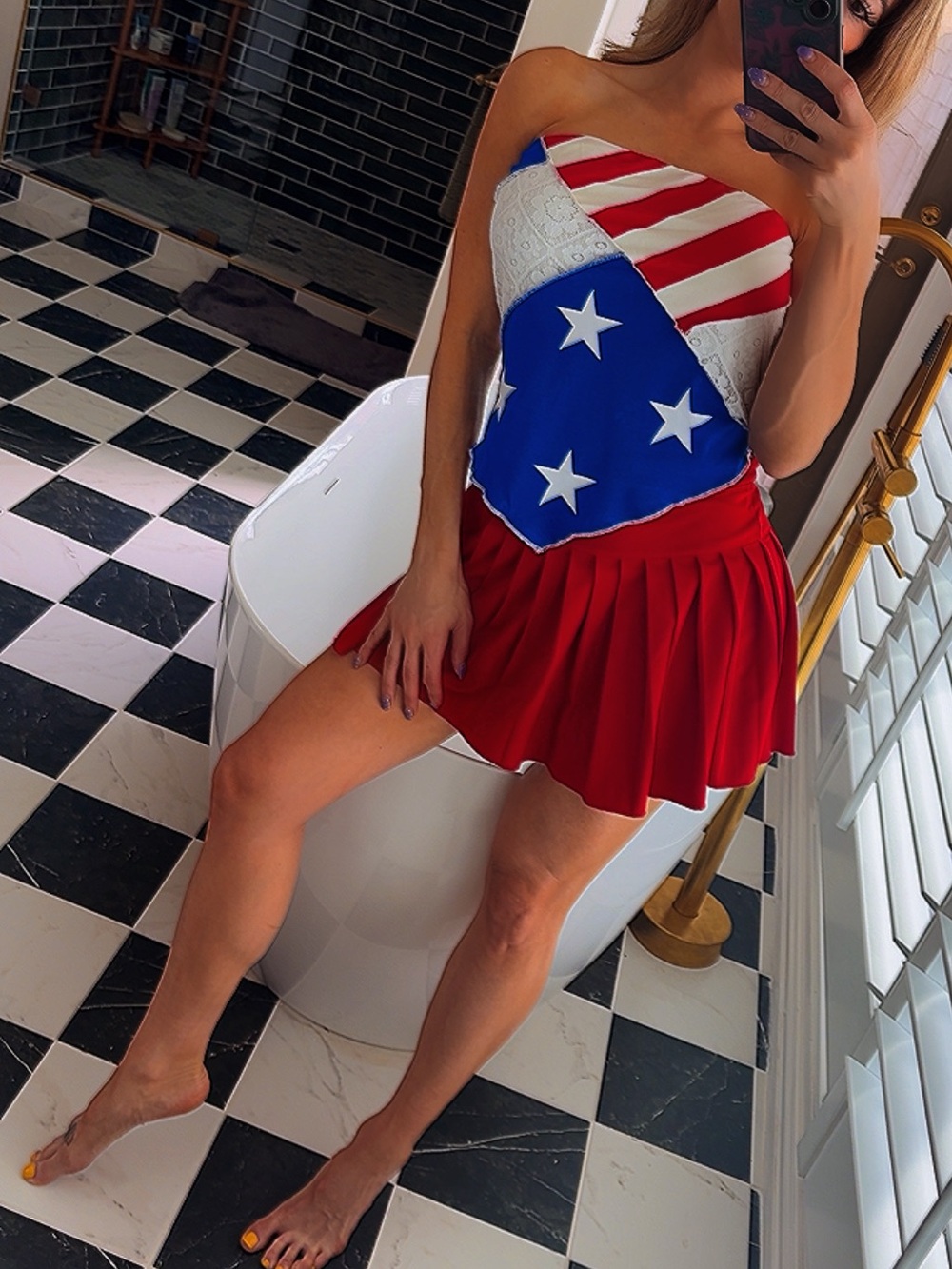 4TH OF JULY PATCHWORK  TUBE TOP